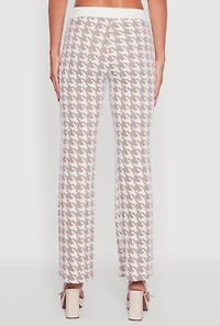 Womens Houndstooth Mid Rise Straight Leg Dress Pants, Multi,