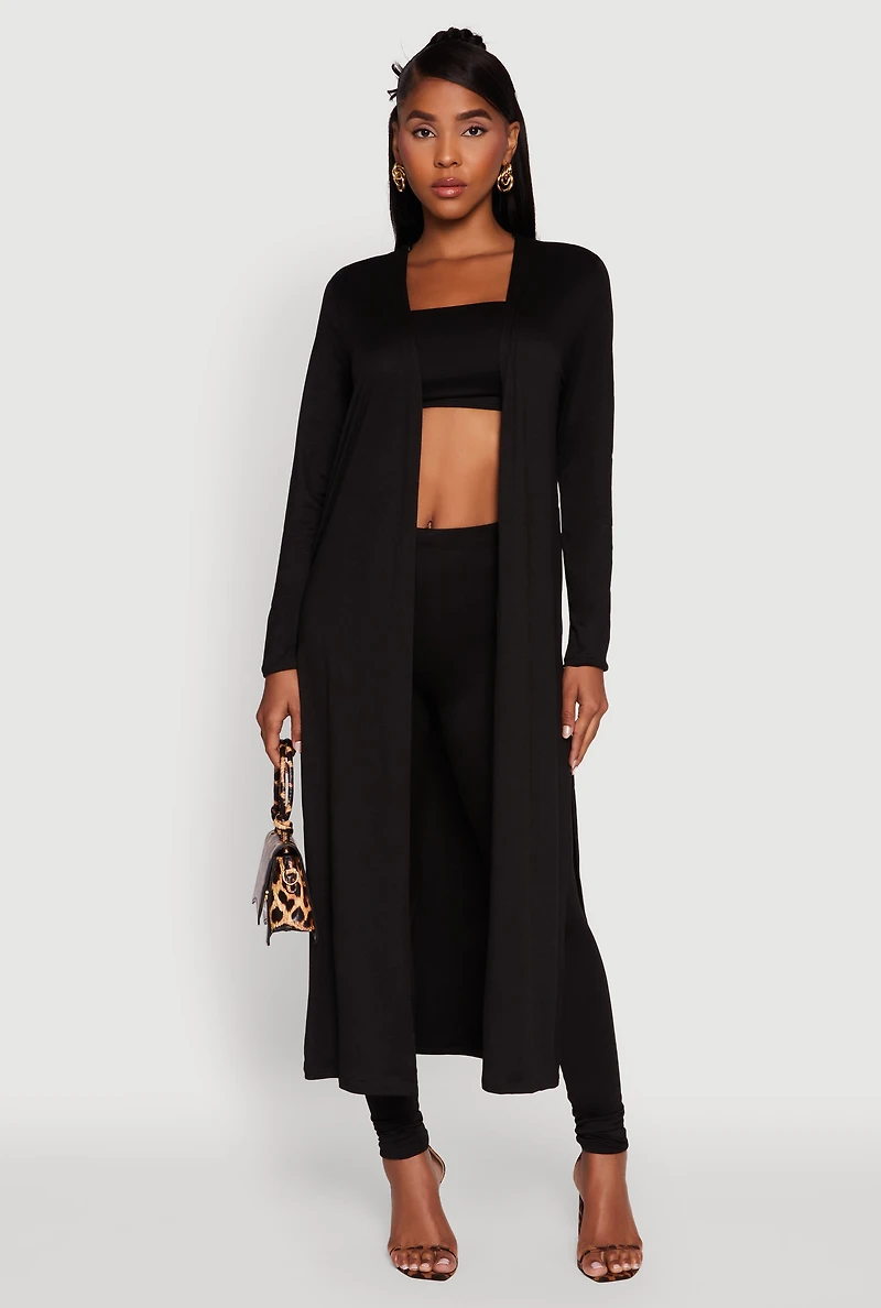 Long Sleeve Side Slit Maxi Duster