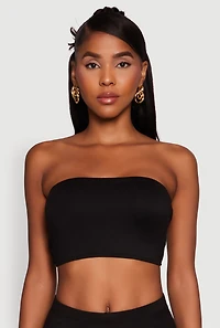 Trendy Solid Cropped Bandeau Top
