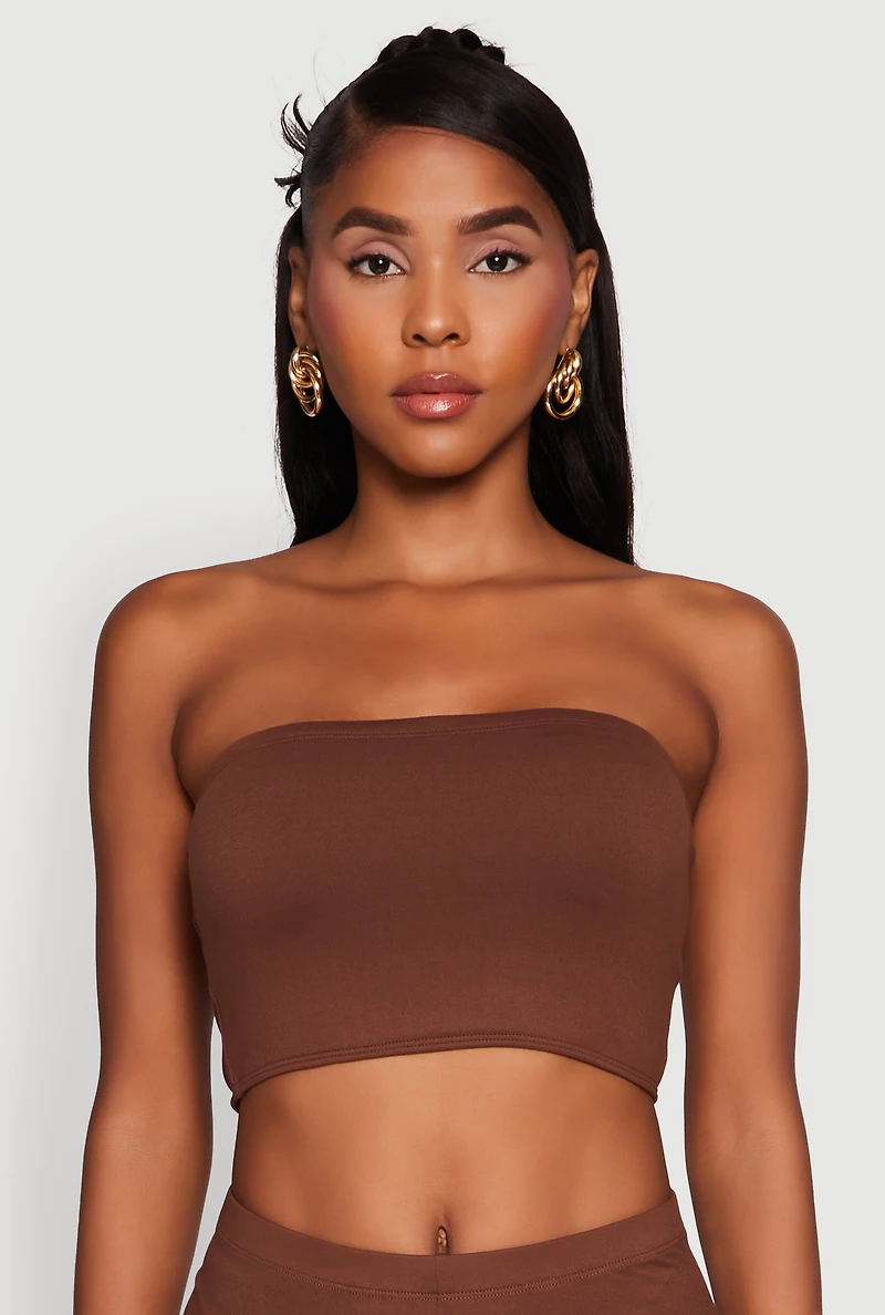 Trendy Solid Cropped Bandeau Top
