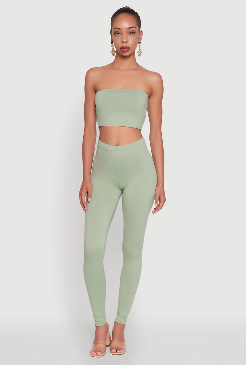 Womens Trendy Solid Cropped Bandeau Top, Green, Size S