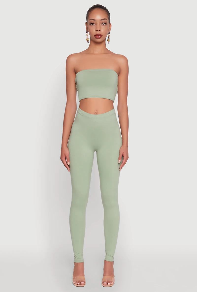 Womens Trendy Solid Cropped Bandeau Top, Green, Size S