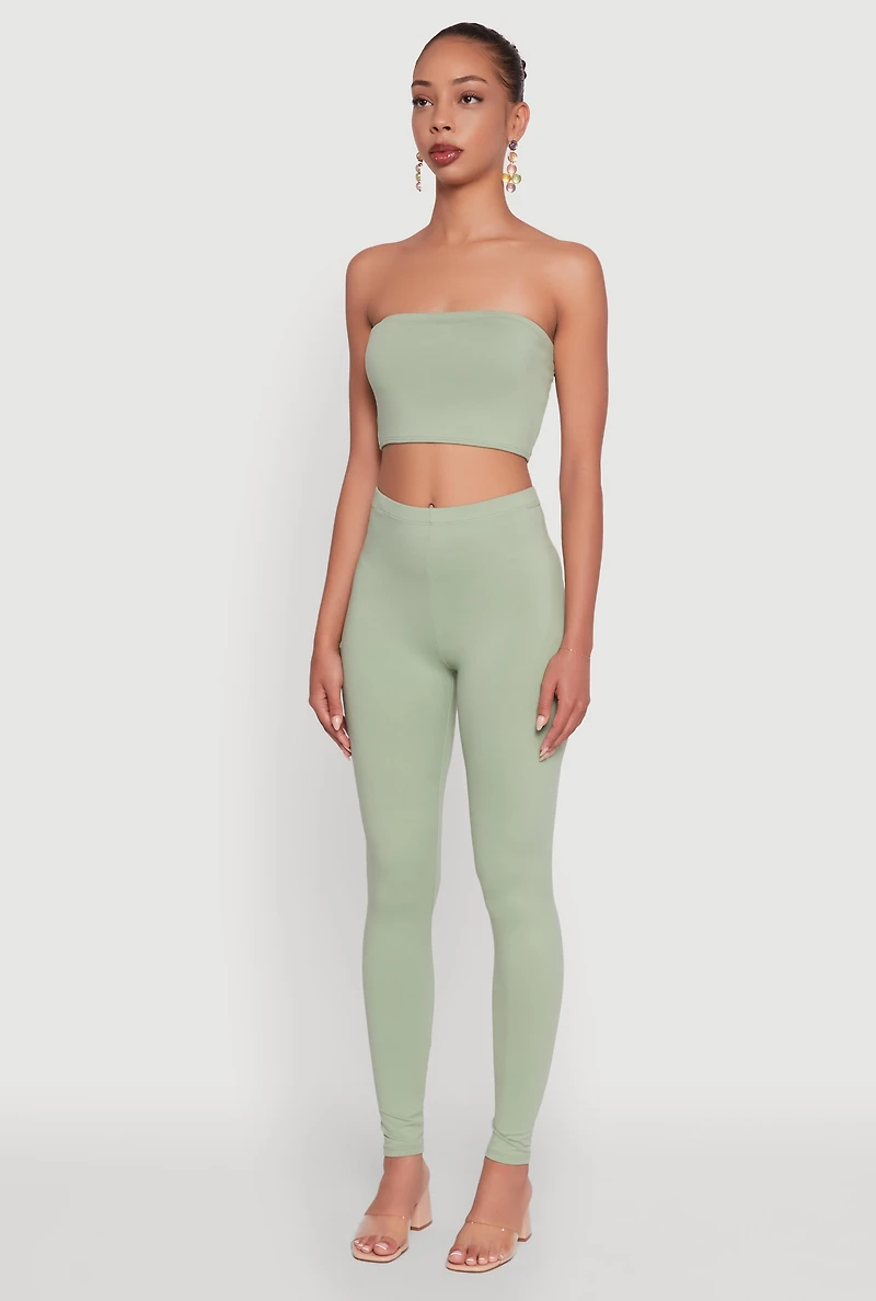 Womens Trendy Solid Cropped Bandeau Top, Green, Size S
