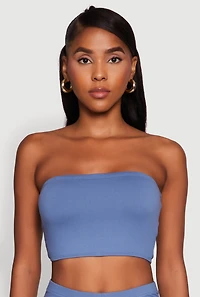 Womens Trendy Solid Cropped Bandeau Top,
