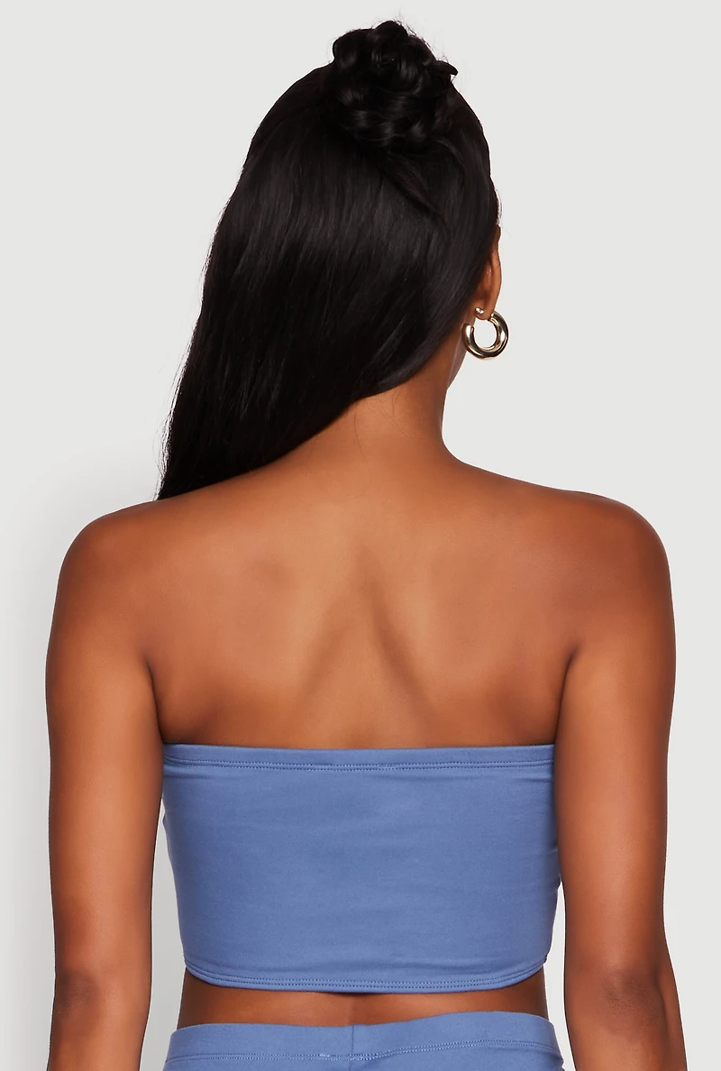 Womens Trendy Solid Cropped Bandeau Top,