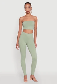Womens Basic Solid Leggings, Green, Size XL