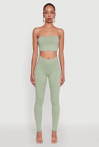 Womens Basic Solid Leggings, Green, Size XL