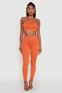 Womens Basic Solid Leggings, Orange, Size S
