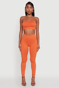 Womens Basic Solid Leggings, Orange, Size S