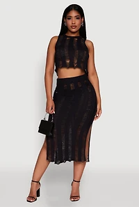 Womens Trendy Sleeveless Distressed Crop Top, Black, Size M