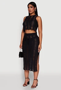 Womens Trendy Sleeveless Distressed Crop Top, Black, Size M