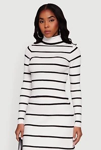 Striped Long Sleeve Turtleneck Sweater