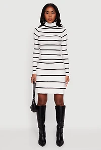 Striped Long Sleeve Turtleneck Sweater