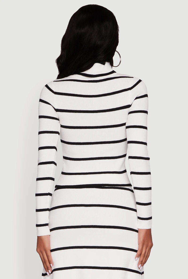 Striped Long Sleeve Turtleneck Sweater