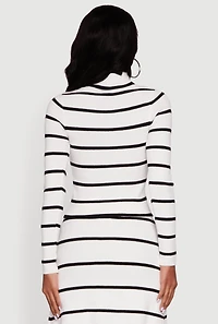 Striped Long Sleeve Turtleneck Sweater