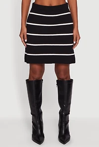 Knitted Striped Pencil Skirt