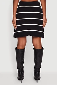 Knitted Striped Pencil Skirt