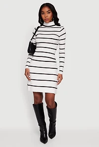 Womens Knitted Striped Pencil Skirt, White,