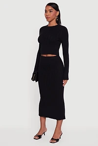 Womens Ribbed Knit Trim Cropped Cable Sweater,