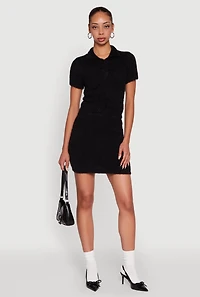 Eyelash Knit Solid High Waisted Mini Skirt