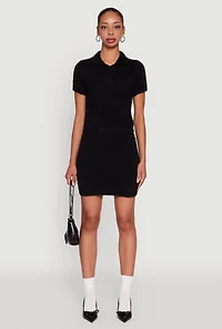 Womens Eyelash Knit Solid High Waisted Mini Skirt,