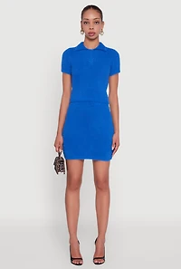 Womens Eyelash Knit Solid High Waisted Mini Skirt, Blue, Size XL