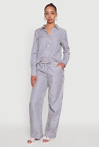 Womens Striped Mid Rise Palazzo Pants, Multi,