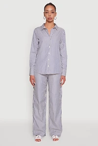 Womens Striped Mid Rise Palazzo Pants, Multi,