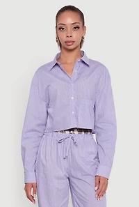 Womens Classic Fit Striped Button Front Shirt, Blue,