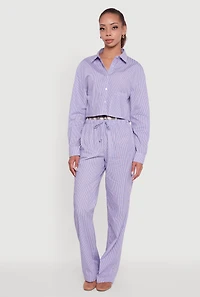 Womens Classic Fit Striped Button Front Shirt, Blue, Size XL