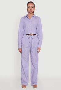 Womens Classic Fit Striped Button Front Shirt, Blue,