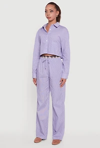 Womens Classic Fit Striped Button Front Shirt, Blue, Size M