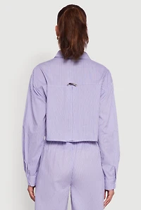 Womens Classic Fit Striped Button Front Shirt, Blue,