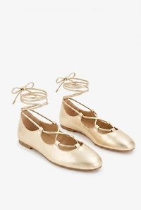 Strappy Lace Up Ballerina Flats