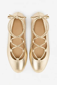 Strappy Lace Up Ballerina Flats
