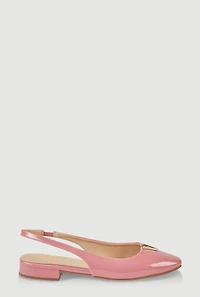 Metallic Detail Faux Leather Almond Toe Flats