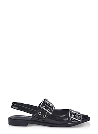 Pointed Toe Buckle Slingback Flats
