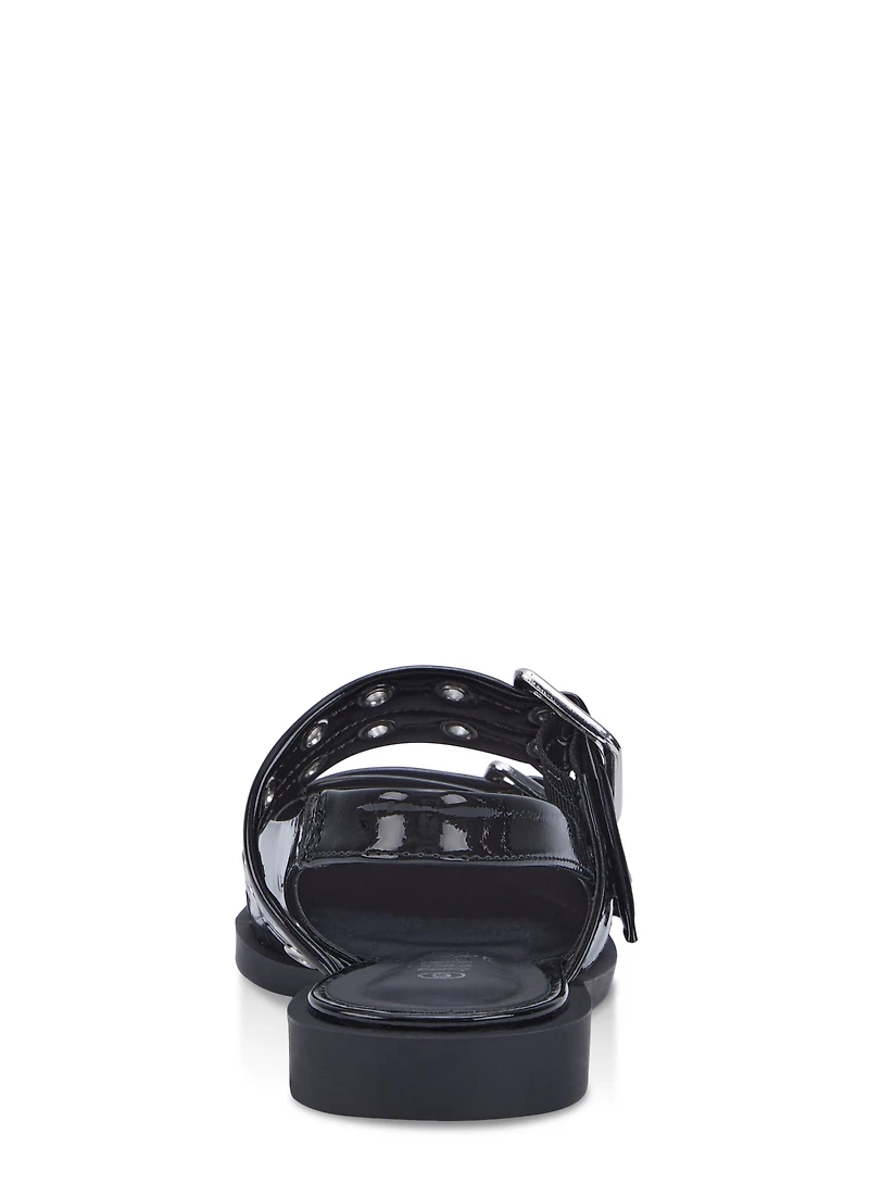 Pointed Toe Buckle Slingback Flats