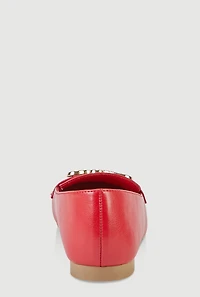 Metallic Pendant Square Toe Loafers