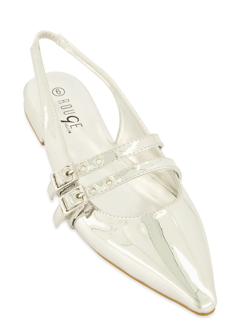 Double Buckle Slingback Flats