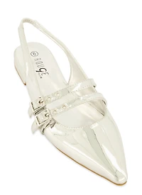 Double Buckle Slingback Flats