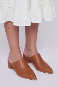 Pointed Toe Block Heel Mules