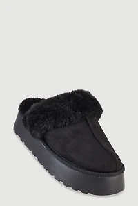 Faux Fur Platform Slippers