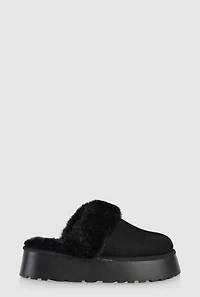 Womens Faux Fur Platform Slippers,