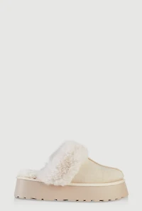 Faux Fur Platform Slippers