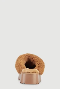 Womens Faux Fur Platform Slippers,