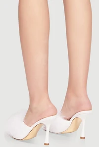 Feather Detail High Heel Mules