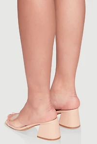 Womens Open Toe Block Heel Mules, Beige, Size 6