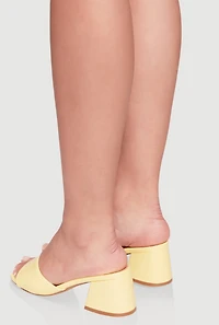 Womens Open Toe Block Heel Mules, Yellow, Size 7.5