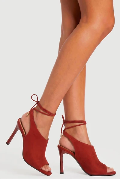 Peep Toe Lace Up Stiletto Heels